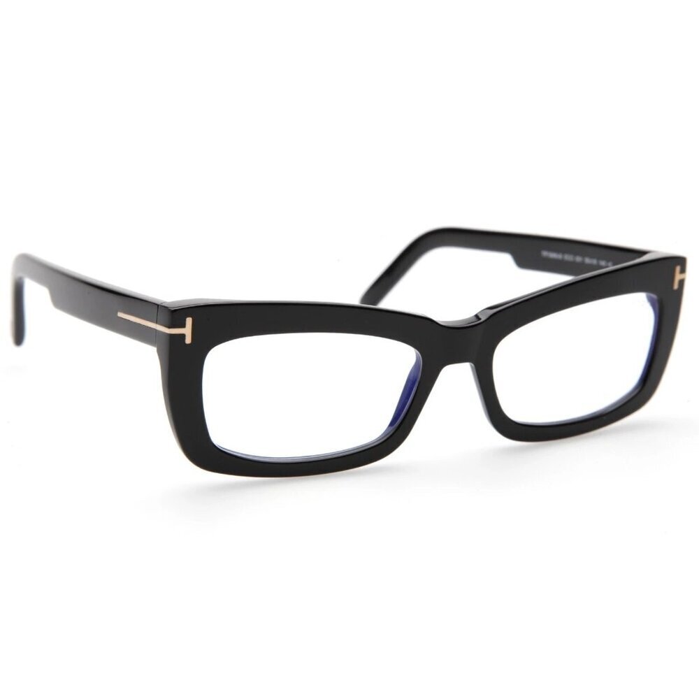 NWT Tom Ford FT5966-B Black Rectangle 55mm Eyeglasses